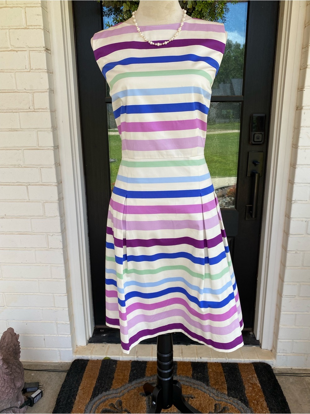 Talbots RSVP NWT Pastel Striped Dress with Box Pleated Skirt